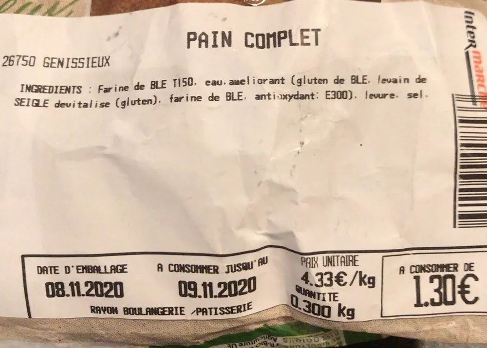 Pain complet bio