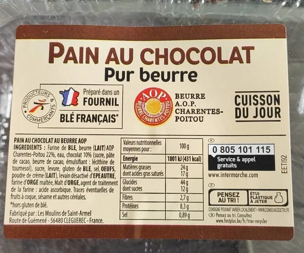 Pain au chocolat pour beurre