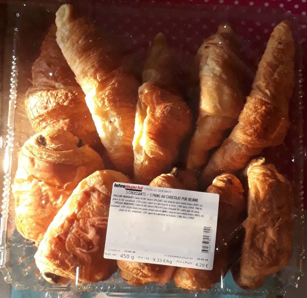 5 CROISSANTS + 5 PAINS AU CHOCOLAT PUR BEURRE