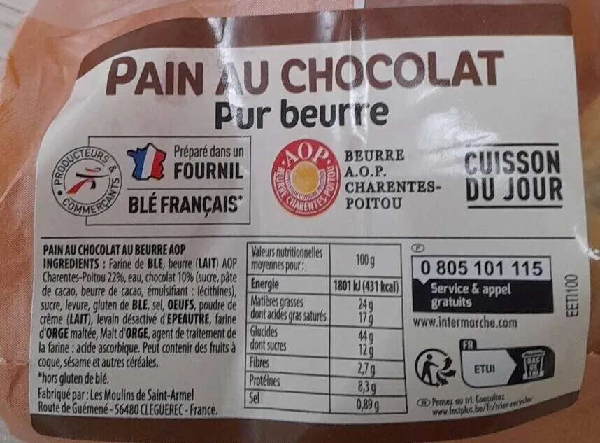 Pain au chocolat beurre AOP par 4