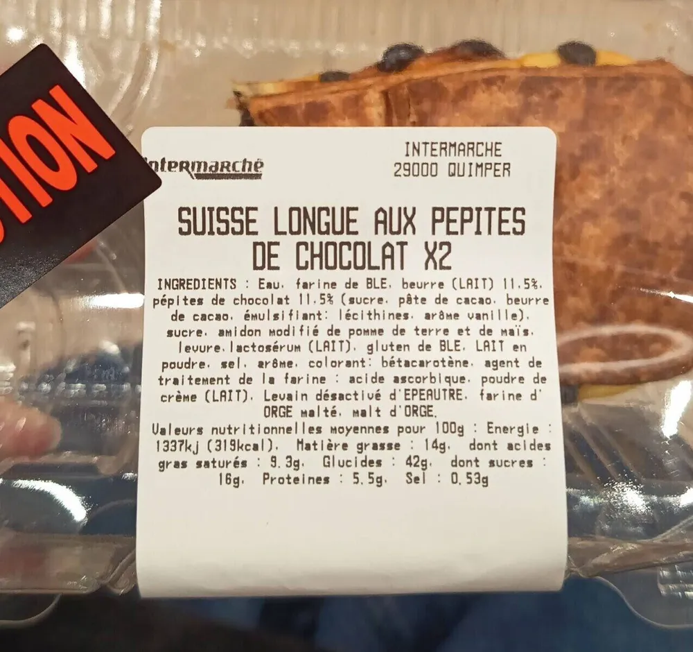Suisse Longue aux petites de chocolat x2