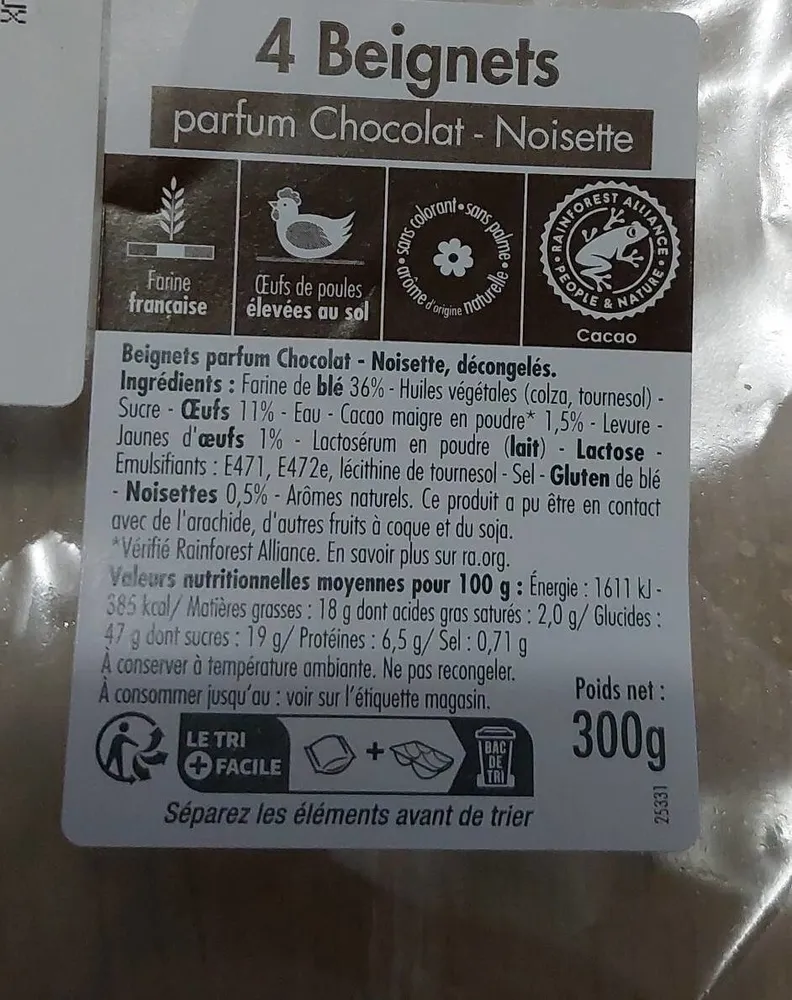 Beignets parfum chocolat-noisette X4