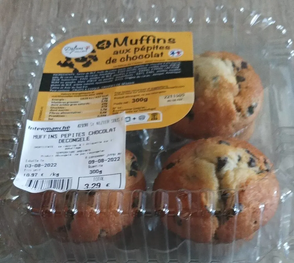 4 Muffins aux pépites de chocolat
