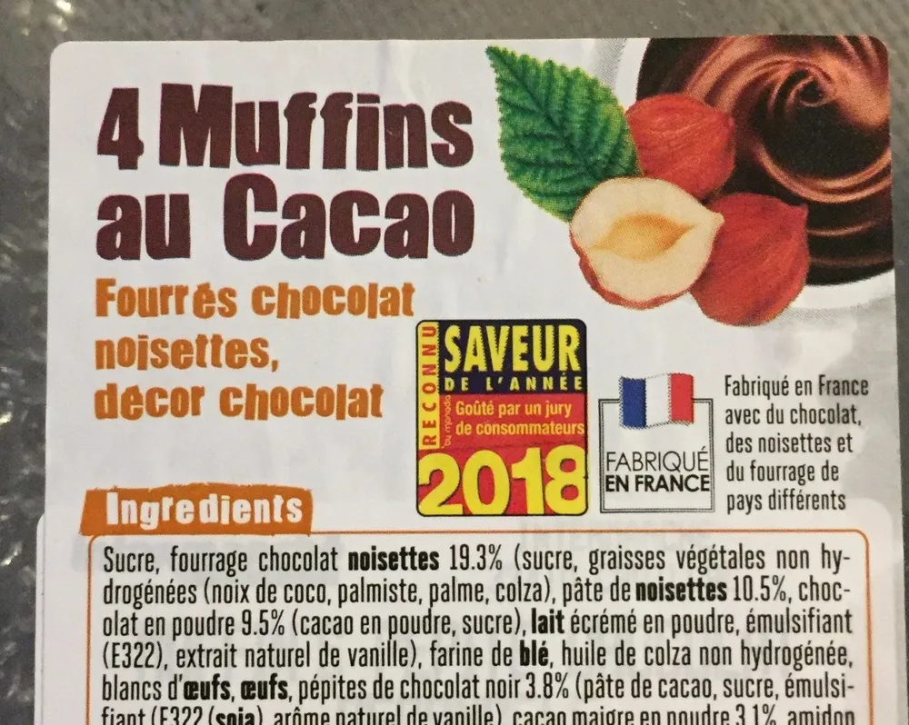 4 muffins au cacao