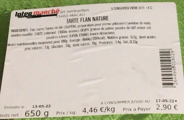 Tarte flan nature
