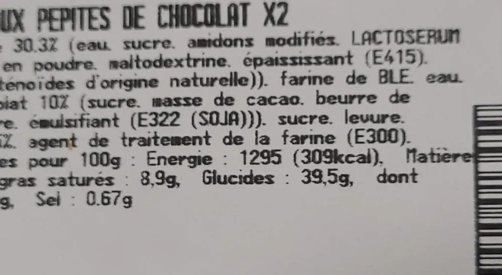 Torsades aux pépites de chocolat X2