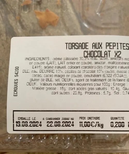 Torsade aux pépites de chocolats x2