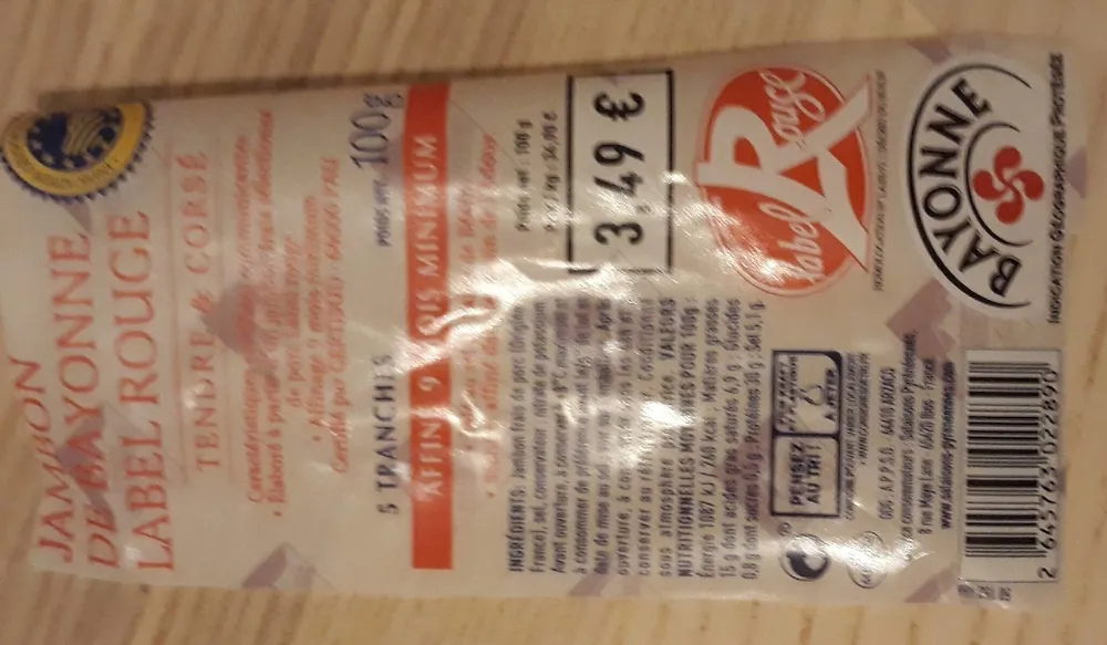 Jambon de Bayonne label rouge