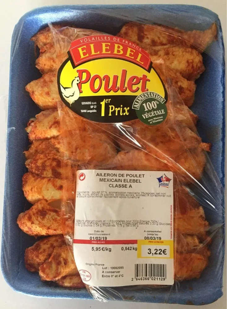 Aileron de poulet mexicain Elebel classe A