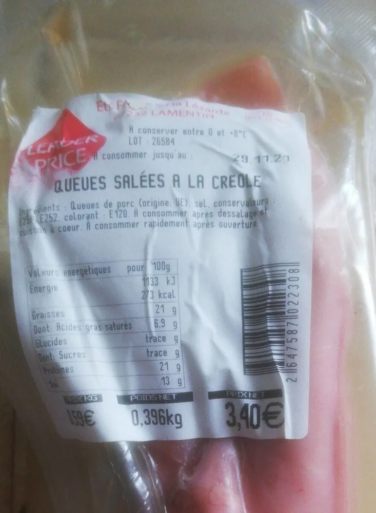 Queues salées a la creole