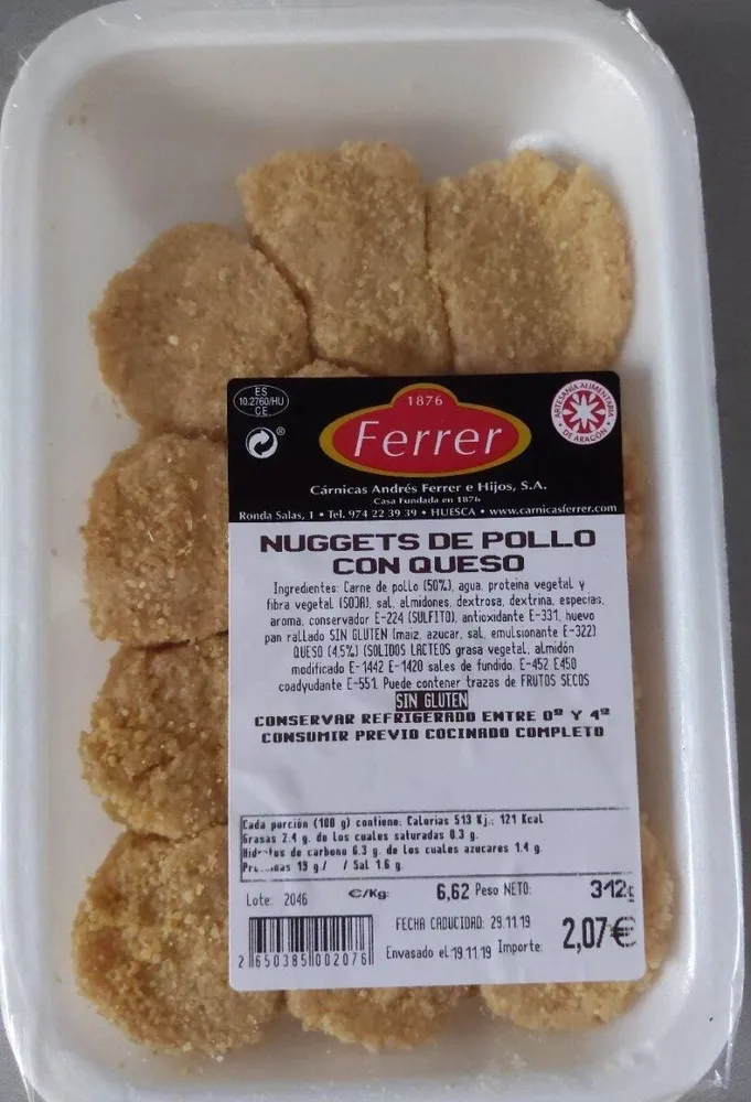Nuggets de pollo con queso