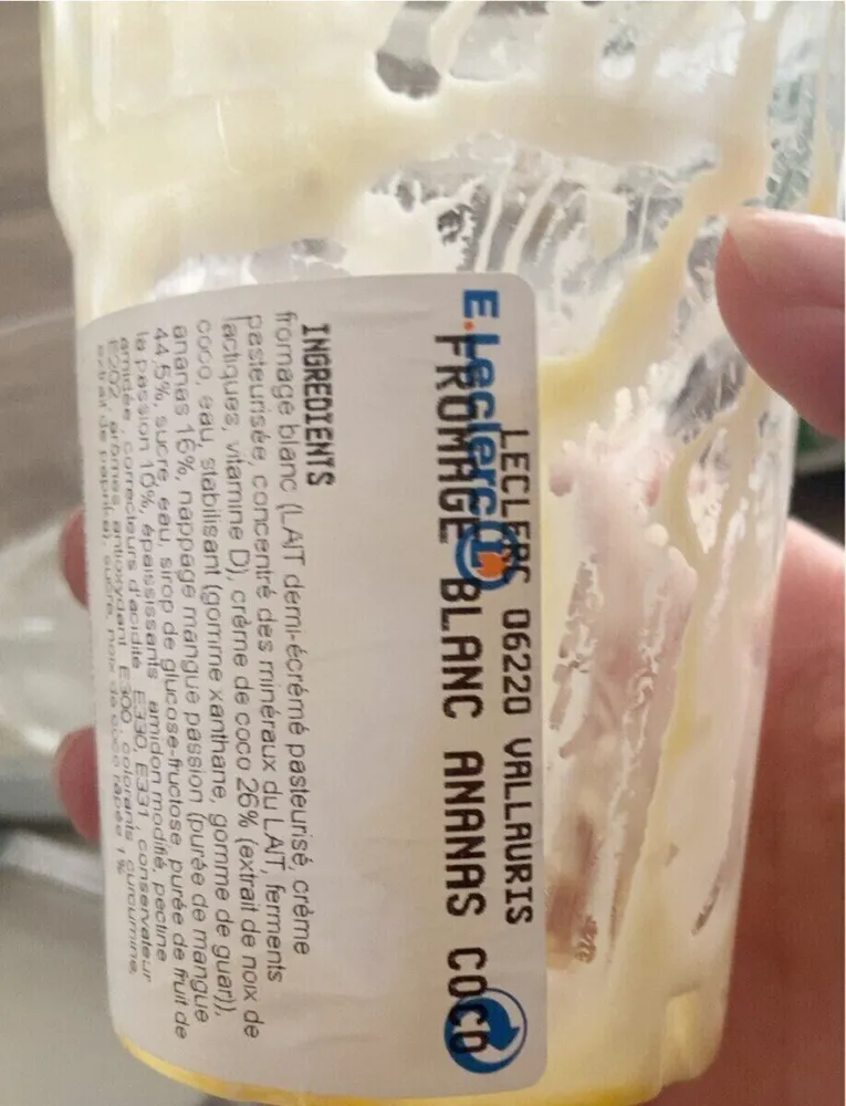 Fromage blanc ananas coco