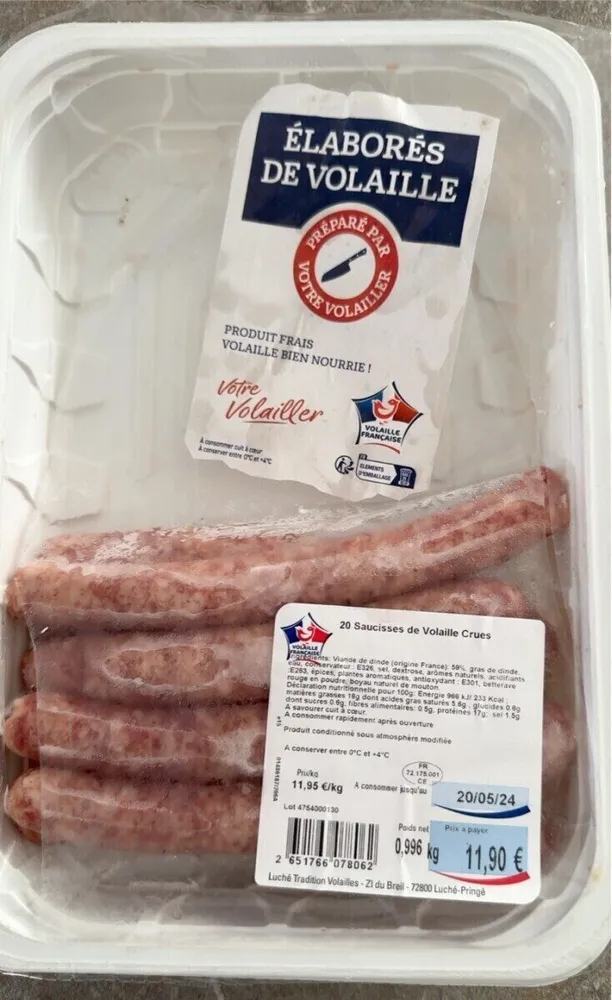 Saucisses de volaille crues