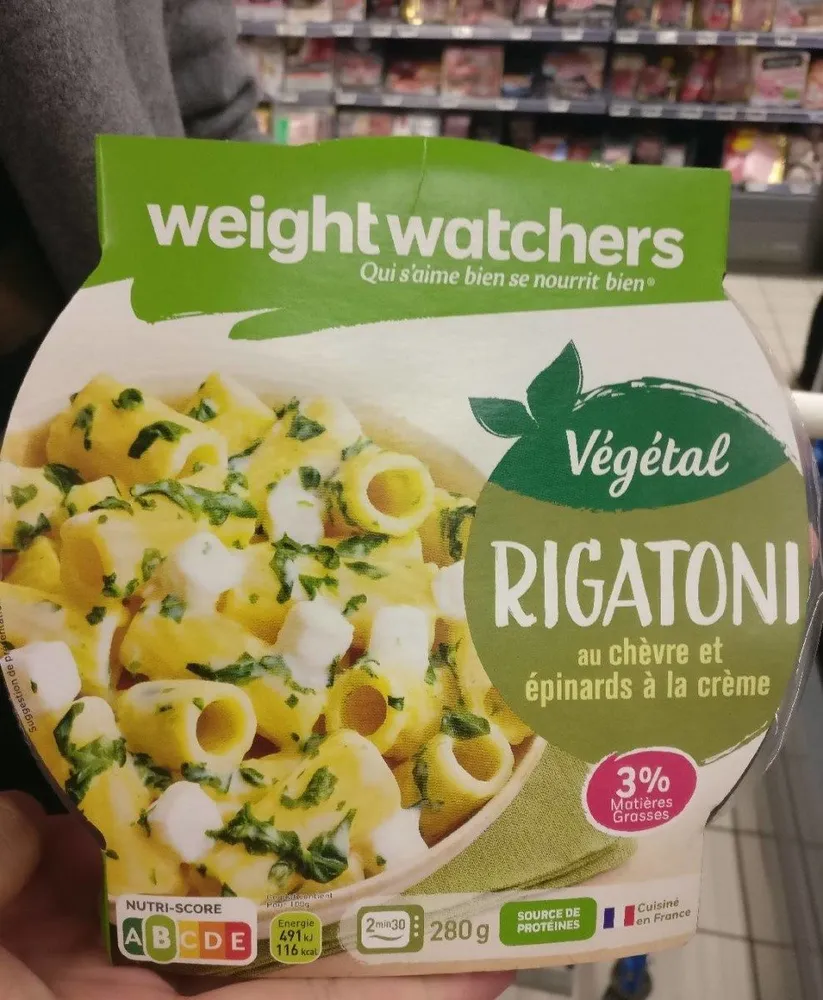 Rigatoni au chevre épinards