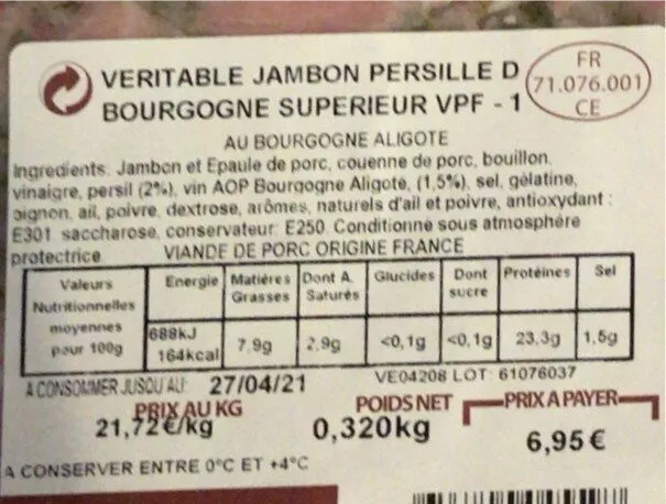 Veritable jambon persillé de Bourgogne