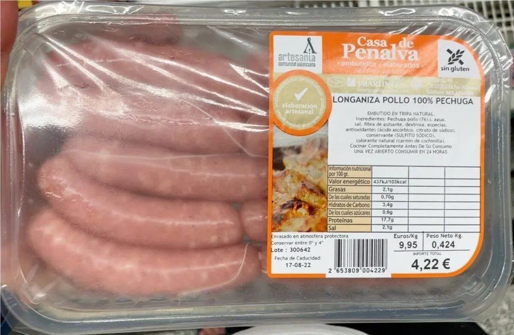 Longaniza pollo 100% pechuga