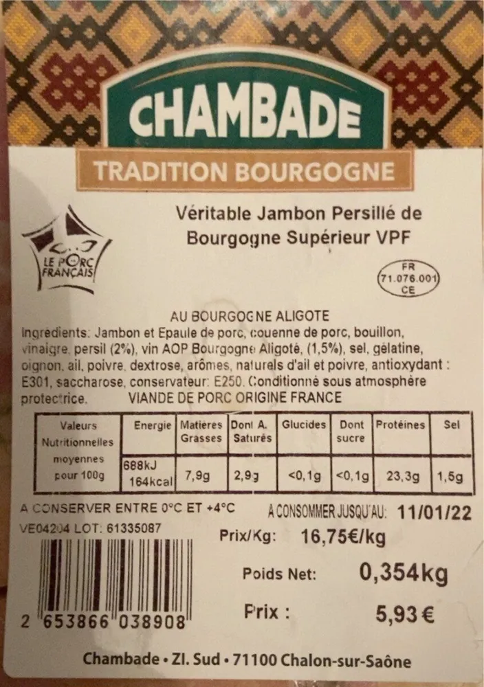 Véritable Jambon persillé de Bourgogne supérieur VPF