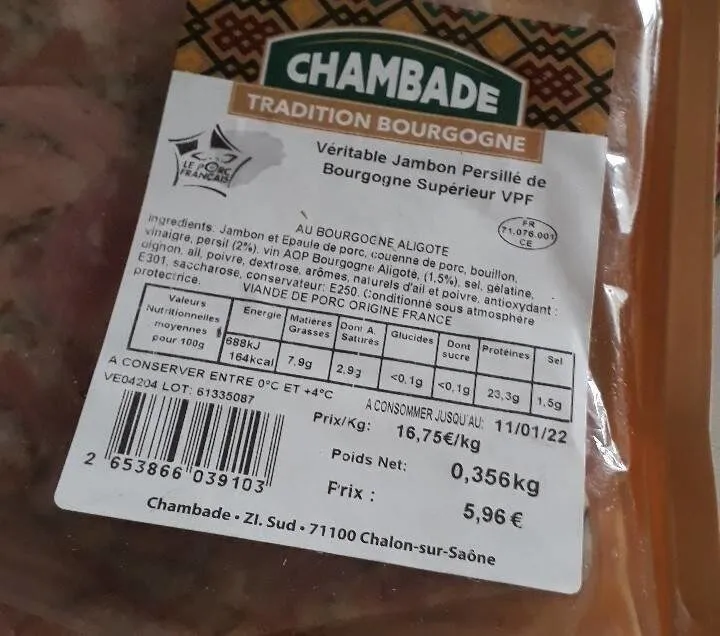 Véritable jambon persillé de Bourgogne supérieur VPF