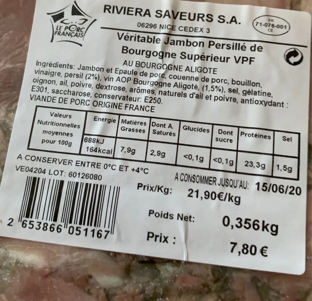 Jambon persillé de bourgogne superieur VPF