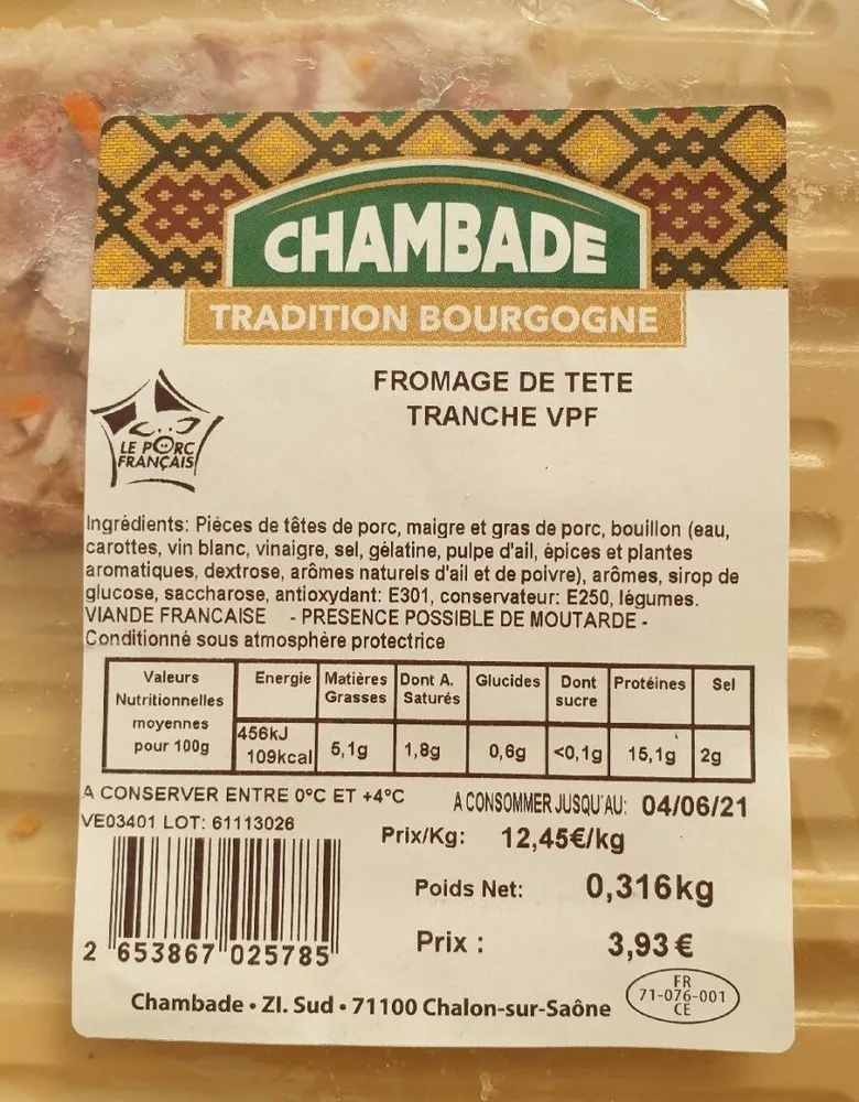 Fromage de tête Tranche VPF