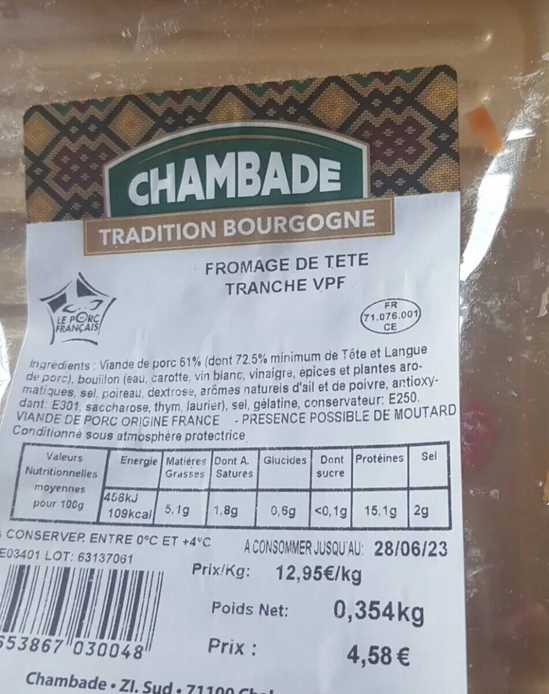 Fromage de tête tranche