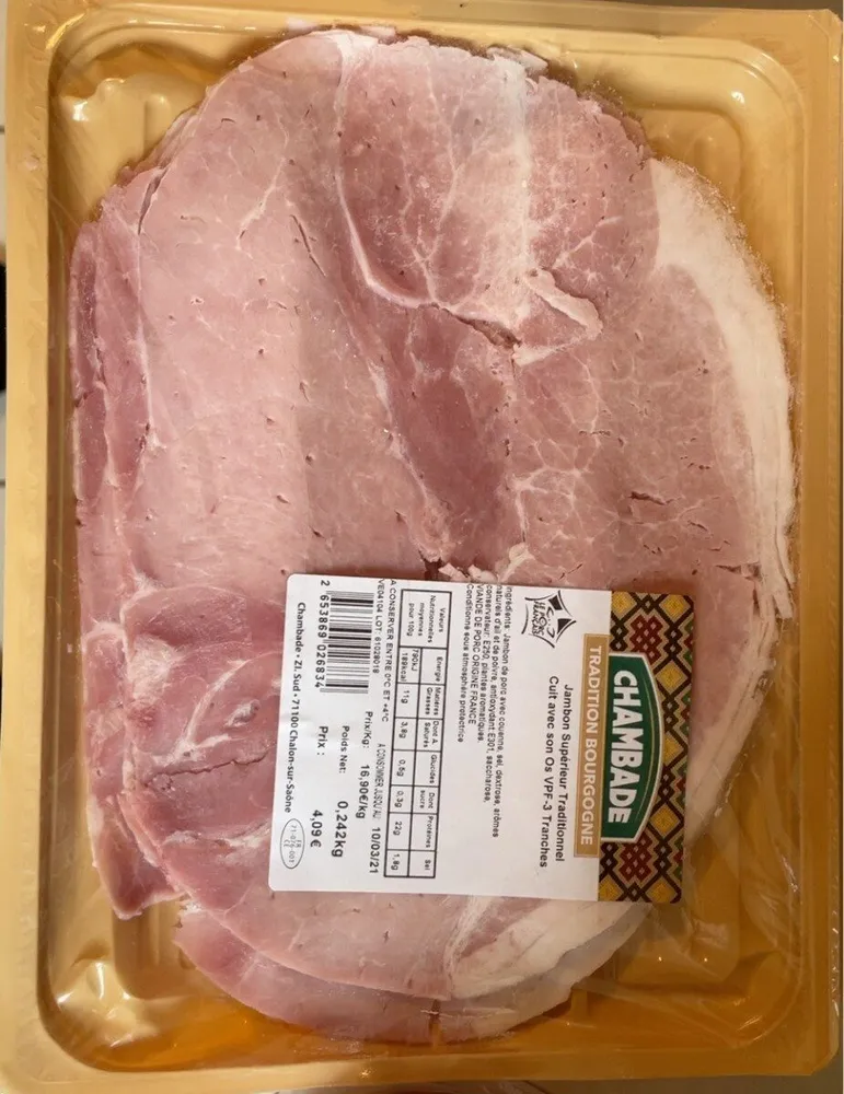 Jambon superieur traditionnel cuit avec son os