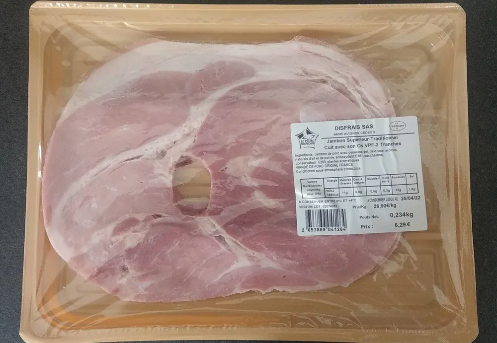 Jambon supérieur Traditionnel Cuit avec son Os