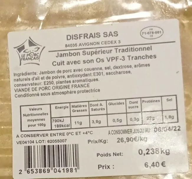 Jambon supérieur traditionnel