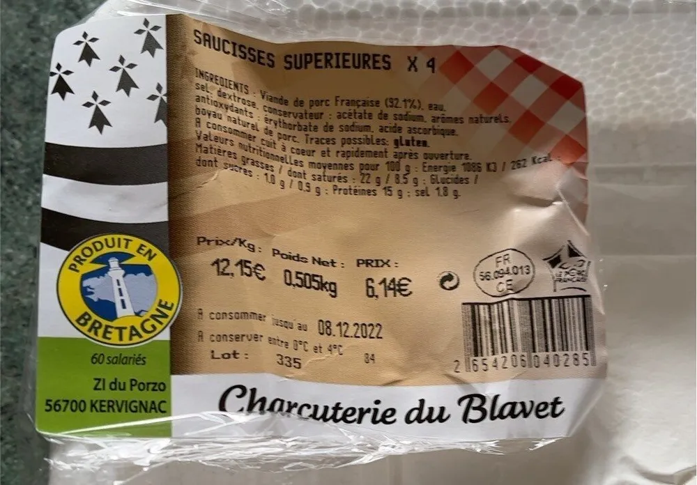 Saucisses supérieures