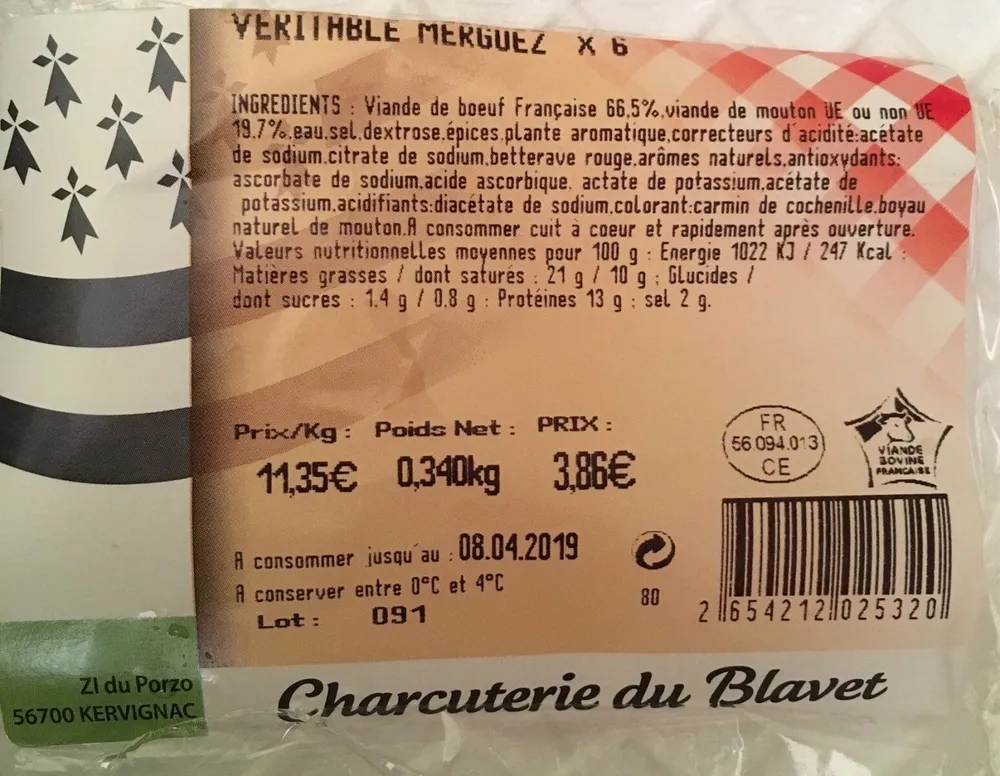 Véritable Merguez x6