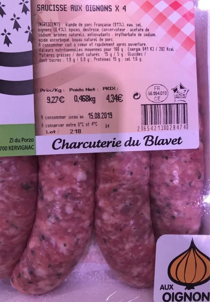 Saucisse aux oignons X4