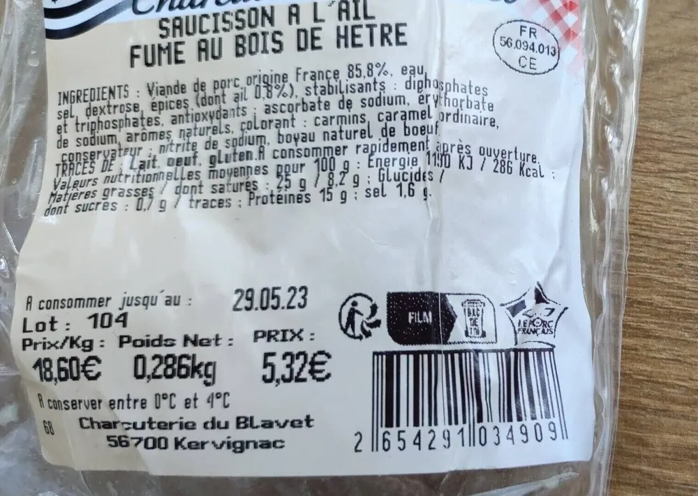 Saucisson à l'ail