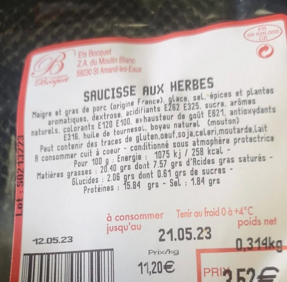 Saucisse aux herbes