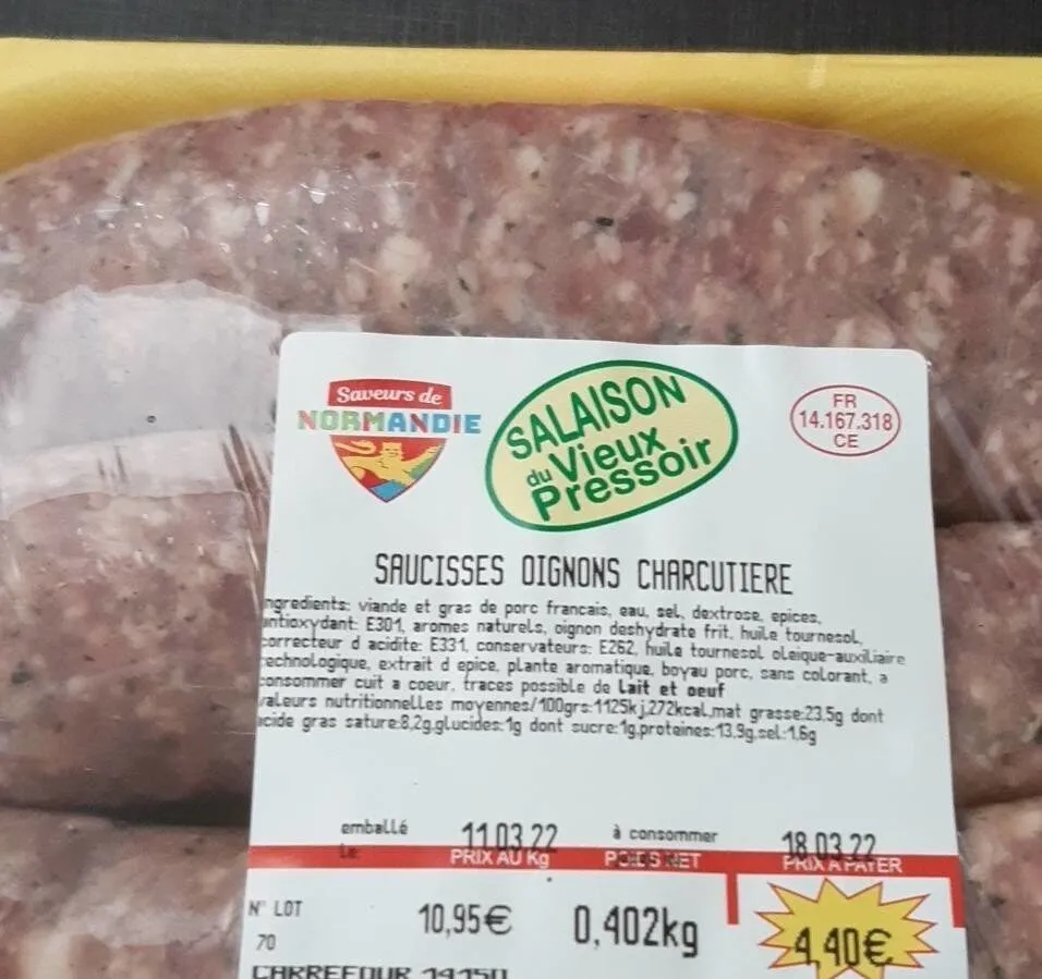 Saucisses oignons charcutiere