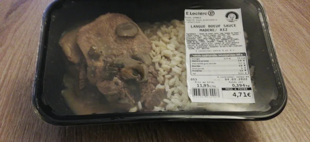 Langue de Bœuf sauce madere riz