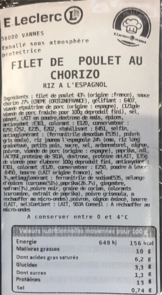Filet de poulet au chorizo