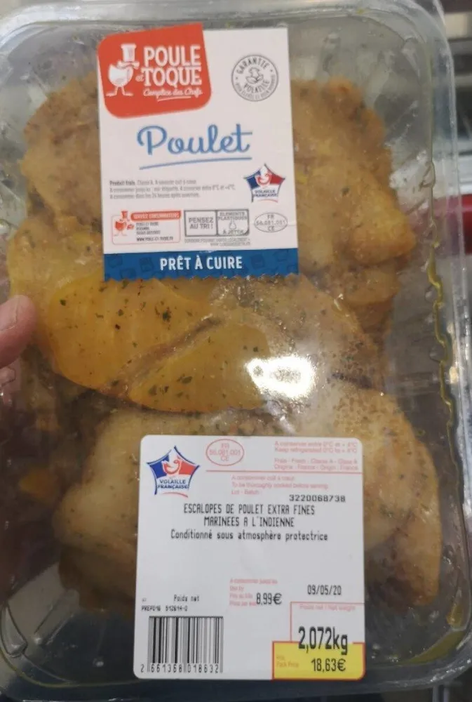 Escalopes de poulet extra fines marinées à l'indienne