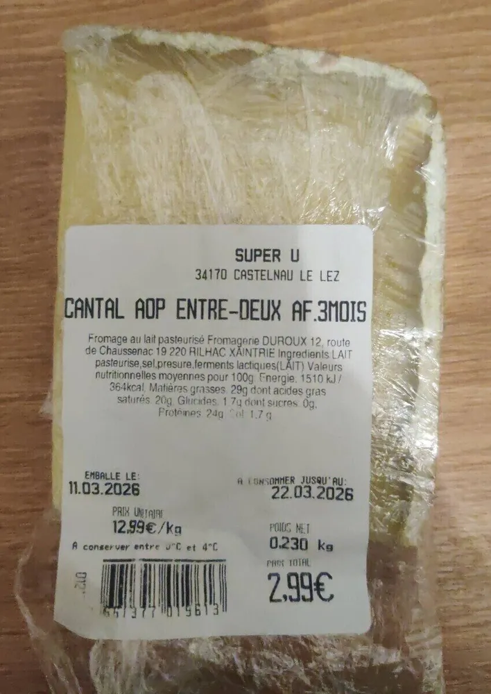 Cantal AOP ENTRE DEUX AF.3MOIS