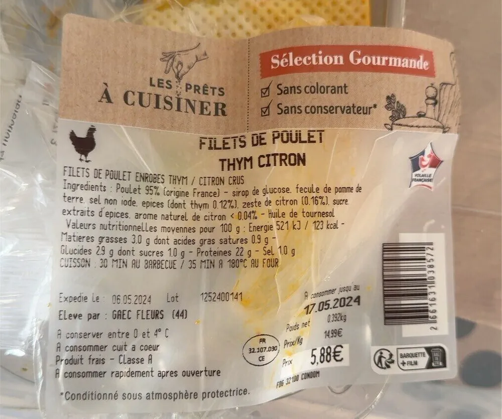 Filet poulet thym citron