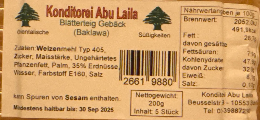 Blätterteig Gebäck (Baklawa)