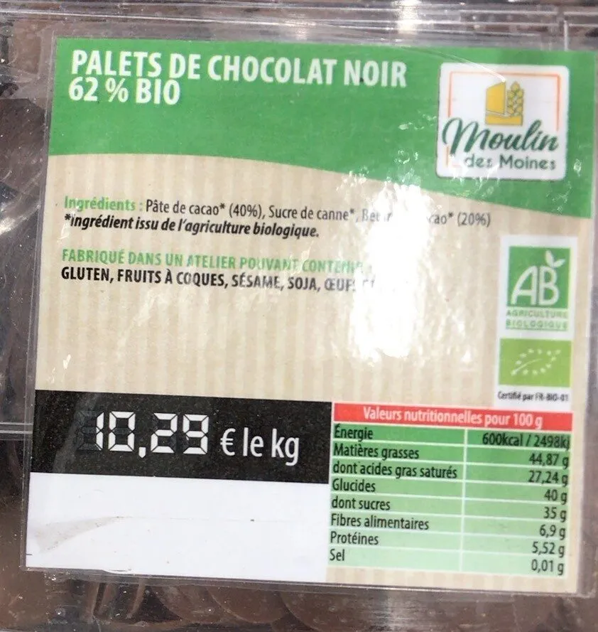 Chocolat noir 62% bio