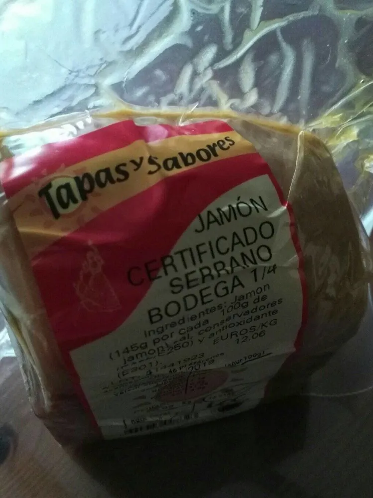 Jamon certificado serrano bodega 1/4