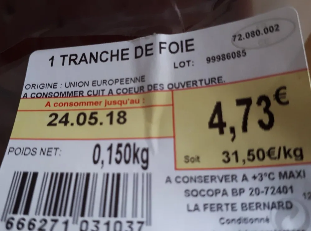 1 tranche de foie de veau