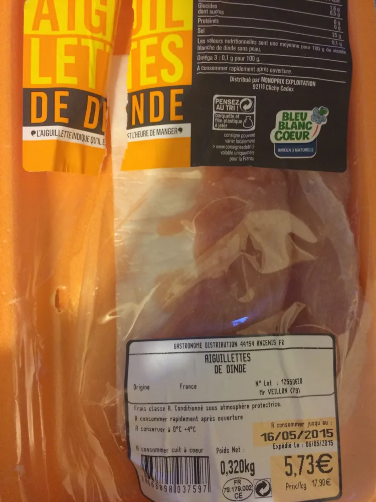 Aiguillettes de dinde