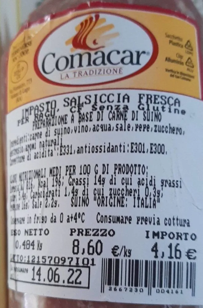 Impasto salsiccia fresca