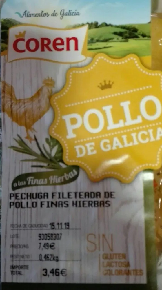 Pechuga fileteada d pollo finas hierbas