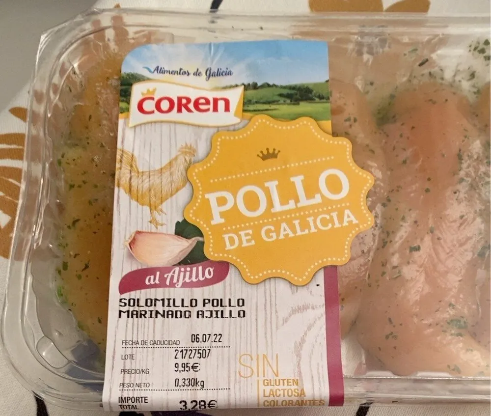 Solomillo de pollo marinado ajillo