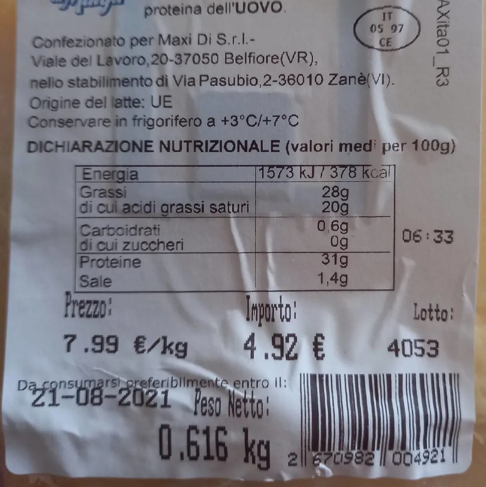 Formaggio duro da pasteggio