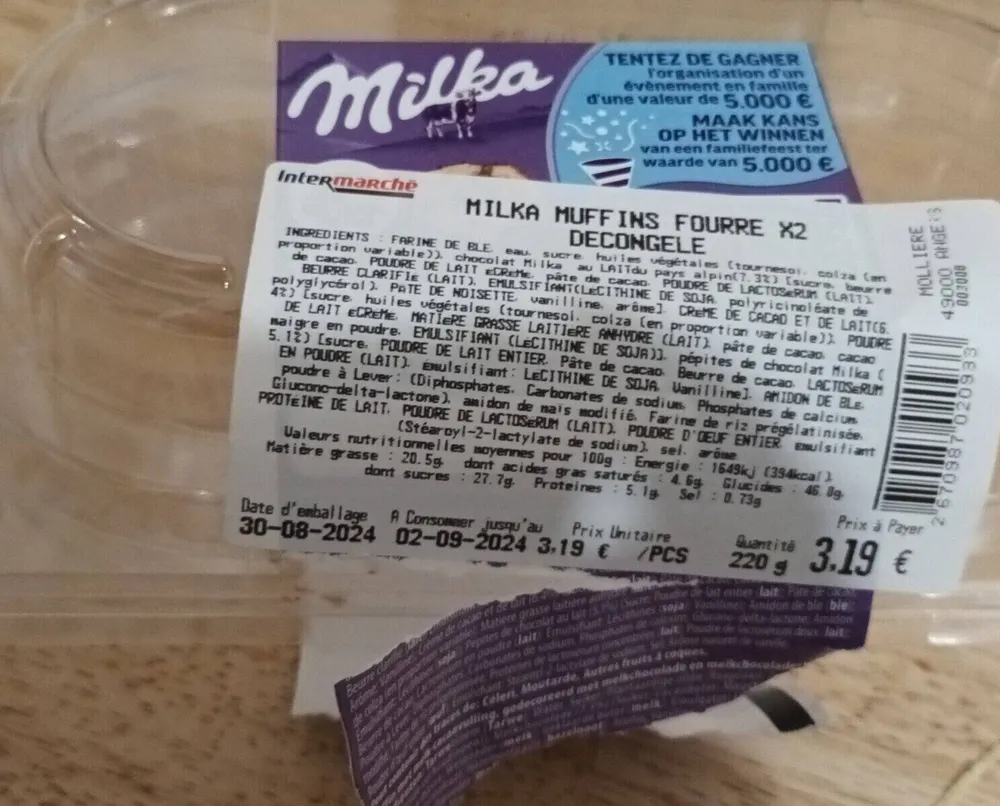 Milka muffins fourré