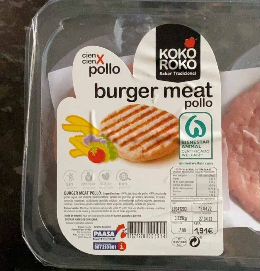 Burguer meat pollo